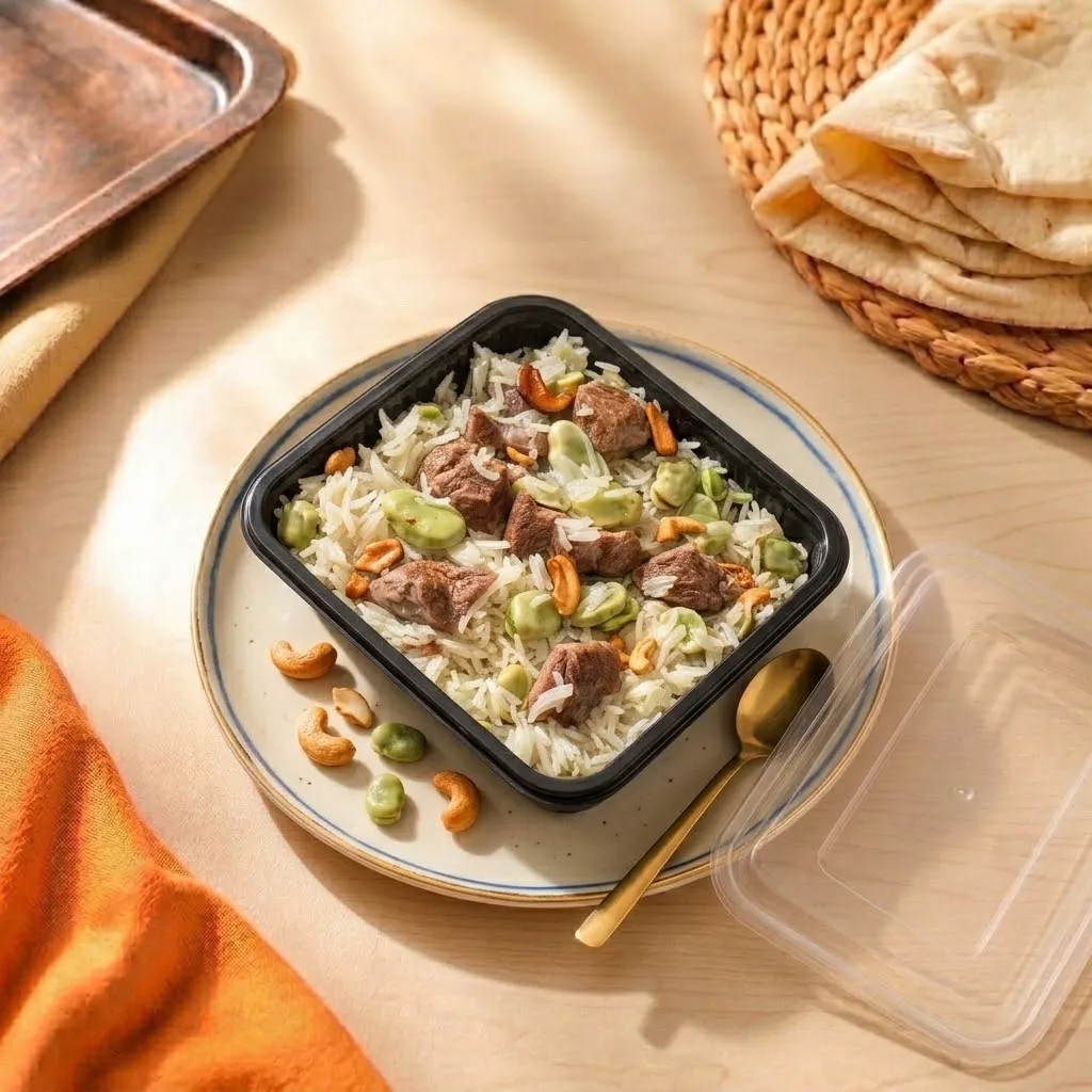 رز بالفول واللحمة 🍚🫘
