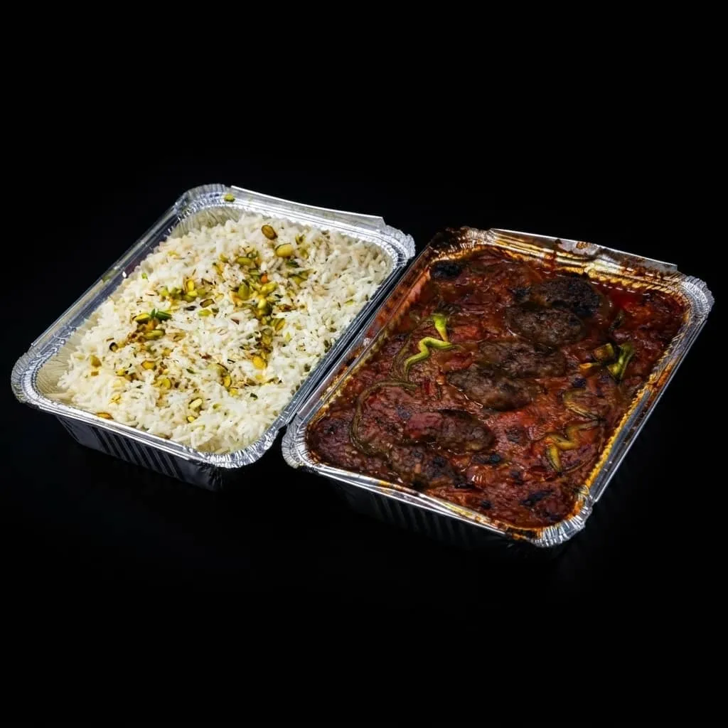قطع لحمة مع رز