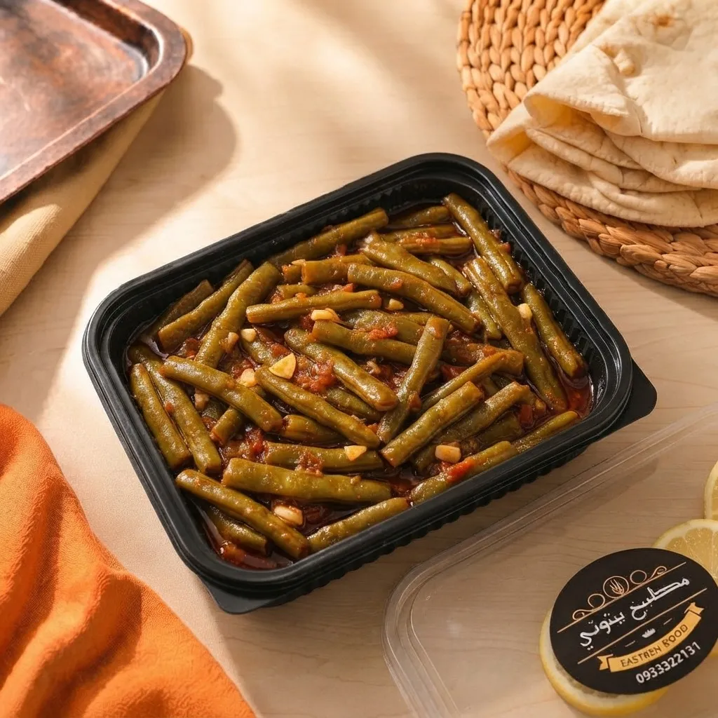 فاصوليا خضرة بالثوم بالزيت