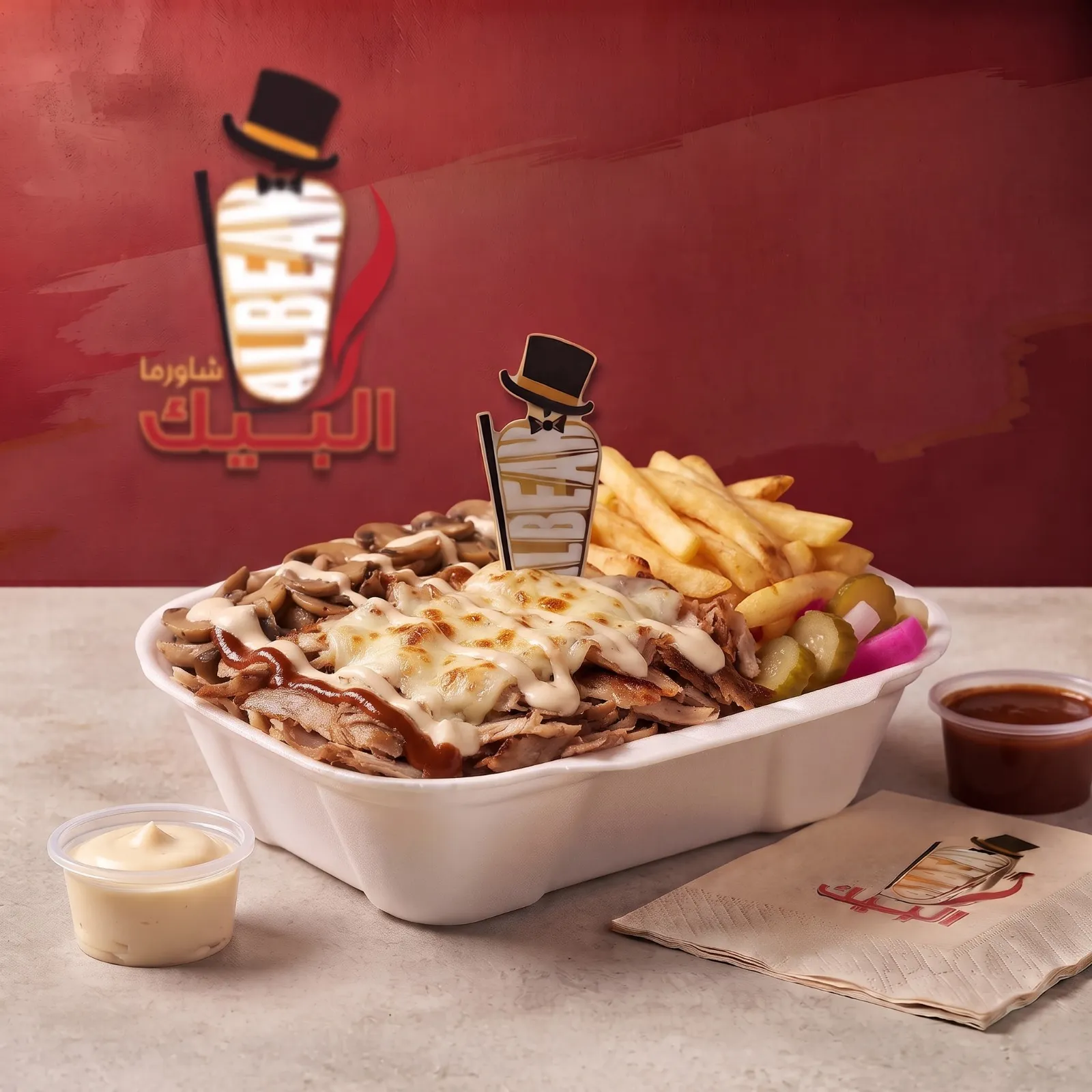 وجبة شاورما جبنة وفطر