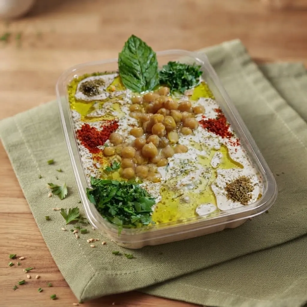 صحن حمص حب بالطحينة
