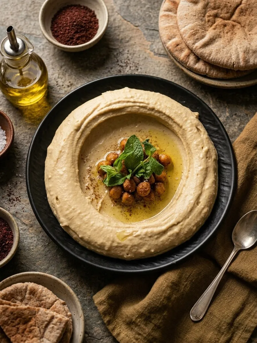 صحن حمص ناعم بالزيت