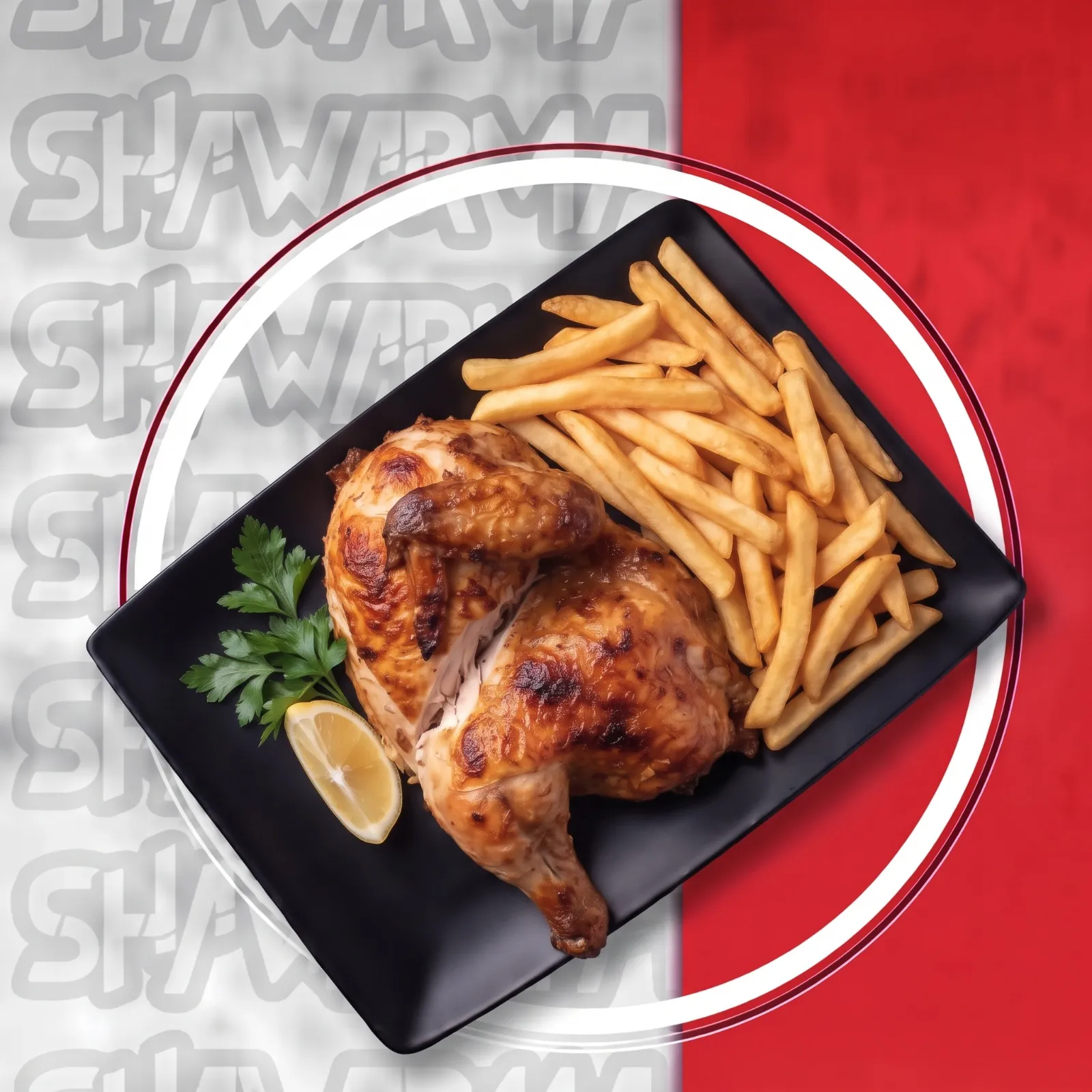 نص فروح مشوي مع بطاطا